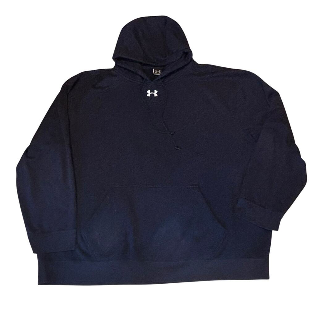 Under Armour 4XL Navy Blue Hoodie Sweatshirt Embroidered White Center Logo Men's